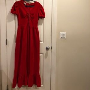 Vintage | Corset velvet red maxi dress